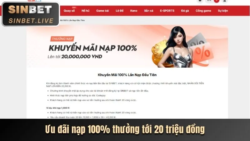 Giao diện nạp tiền v9bett